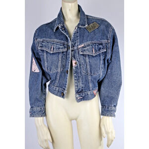Vintage Guess Georges Marciano 80s Patchwork Stone Washed Denim Jean Jacket Sz S